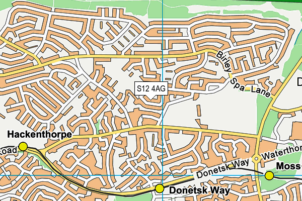 S12 4AG map - OS VectorMap District (Ordnance Survey)
