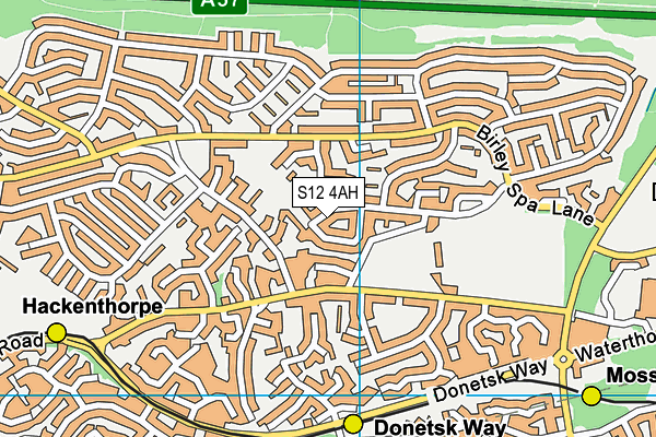 S12 4AH map - OS VectorMap District (Ordnance Survey)