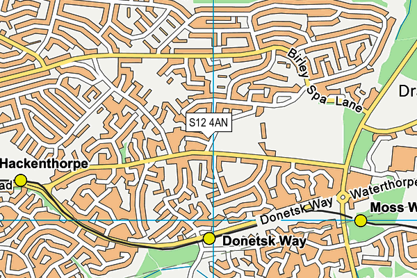 S12 4AN map - OS VectorMap District (Ordnance Survey)