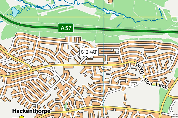 S12 4AT map - OS VectorMap District (Ordnance Survey)