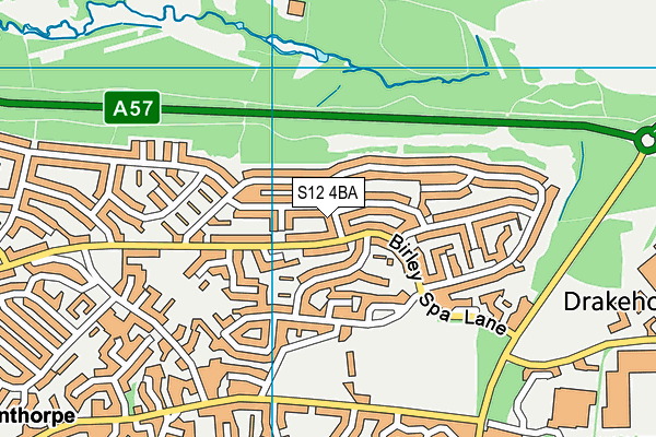 S12 4BA map - OS VectorMap District (Ordnance Survey)