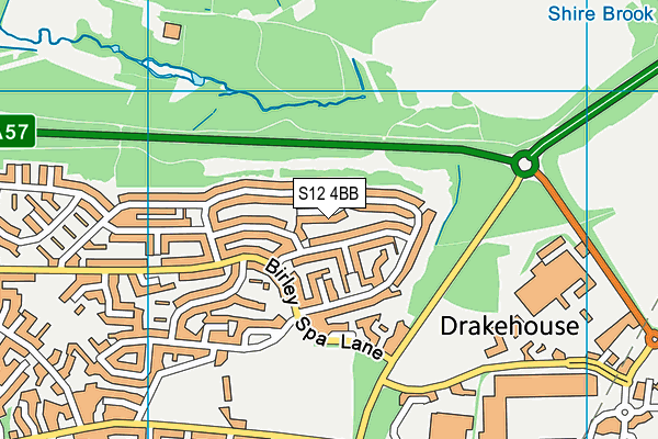 S12 4BB map - OS VectorMap District (Ordnance Survey)