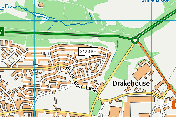 S12 4BE map - OS VectorMap District (Ordnance Survey)