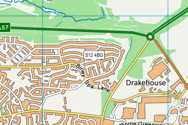 S12 4BG map - OS VectorMap District (Ordnance Survey)