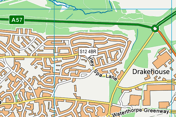 S12 4BR map - OS VectorMap District (Ordnance Survey)