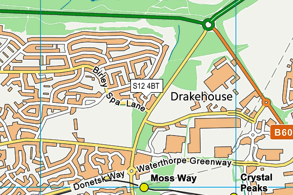 S12 4BT map - OS VectorMap District (Ordnance Survey)