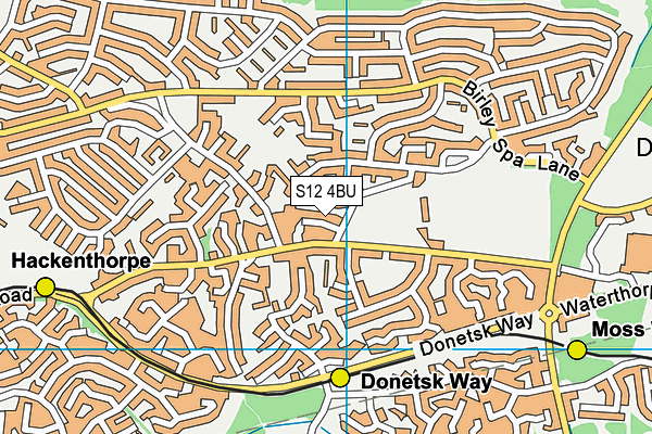 S12 4BU map - OS VectorMap District (Ordnance Survey)