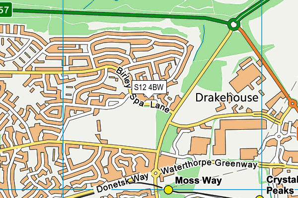 S12 4BW map - OS VectorMap District (Ordnance Survey)