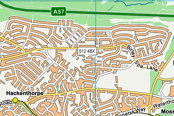 S12 4BX map - OS VectorMap District (Ordnance Survey)