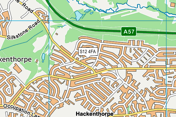 S12 4FA map - OS VectorMap District (Ordnance Survey)