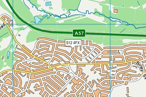 S12 4FX map - OS VectorMap District (Ordnance Survey)