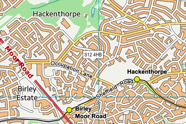 S12 4HB map - OS VectorMap District (Ordnance Survey)