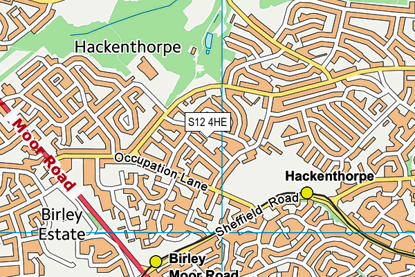 S12 4HE map - OS VectorMap District (Ordnance Survey)