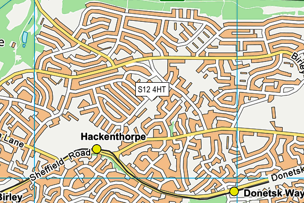 S12 4HT map - OS VectorMap District (Ordnance Survey)
