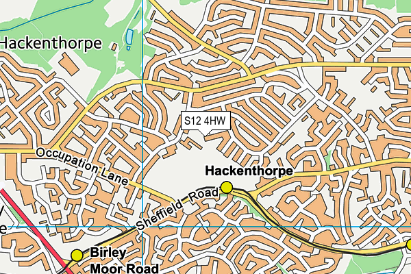 S12 4HW map - OS VectorMap District (Ordnance Survey)