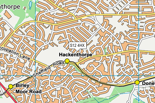 S12 4HX map - OS VectorMap District (Ordnance Survey)