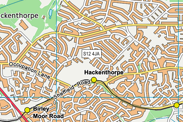 S12 4JA map - OS VectorMap District (Ordnance Survey)