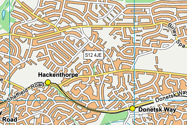 S12 4JE map - OS VectorMap District (Ordnance Survey)