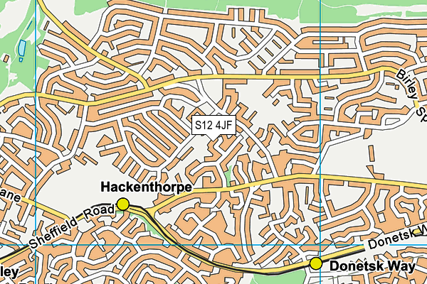 S12 4JF map - OS VectorMap District (Ordnance Survey)