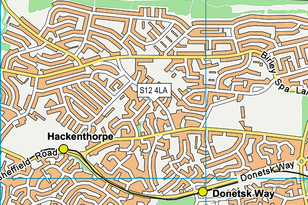 S12 4LA map - OS VectorMap District (Ordnance Survey)