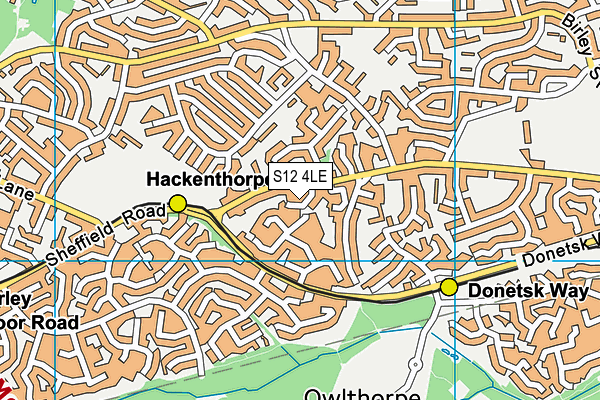 S12 4LE map - OS VectorMap District (Ordnance Survey)