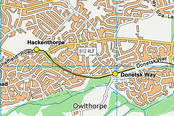 S12 4LF map - OS VectorMap District (Ordnance Survey)