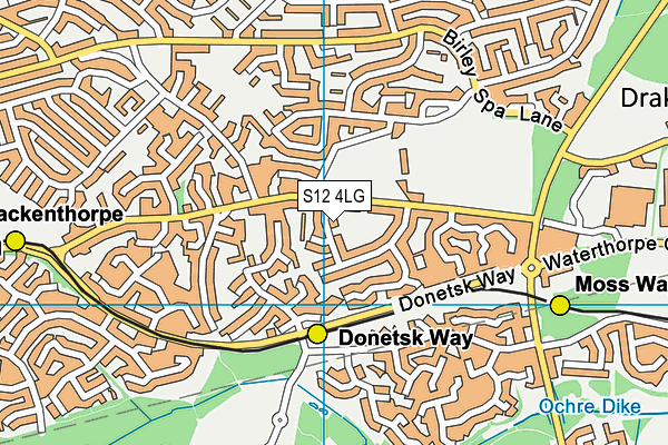 S12 4LG map - OS VectorMap District (Ordnance Survey)
