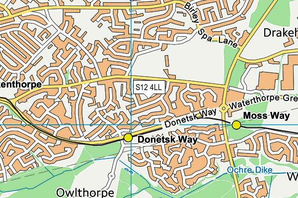 S12 4LL map - OS VectorMap District (Ordnance Survey)