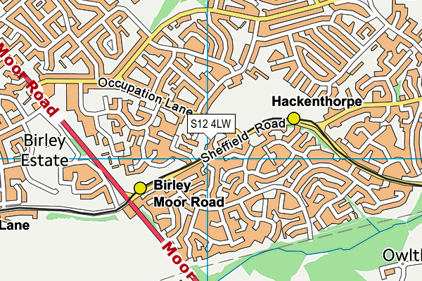 S12 4LW map - OS VectorMap District (Ordnance Survey)