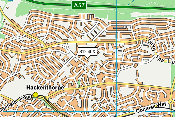 S12 4LX map - OS VectorMap District (Ordnance Survey)