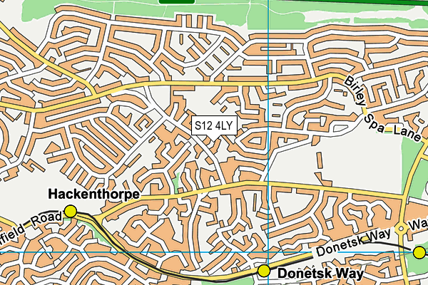 S12 4LY map - OS VectorMap District (Ordnance Survey)
