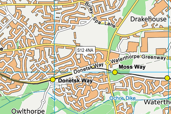 S12 4NA map - OS VectorMap District (Ordnance Survey)