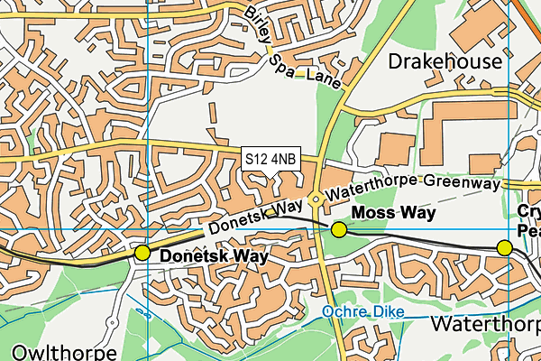 S12 4NB map - OS VectorMap District (Ordnance Survey)