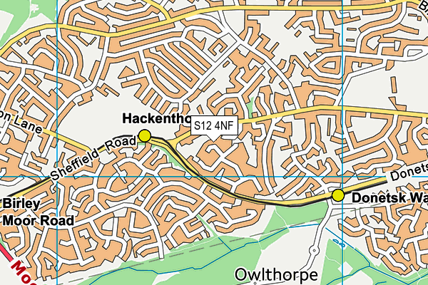 S12 4NF map - OS VectorMap District (Ordnance Survey)