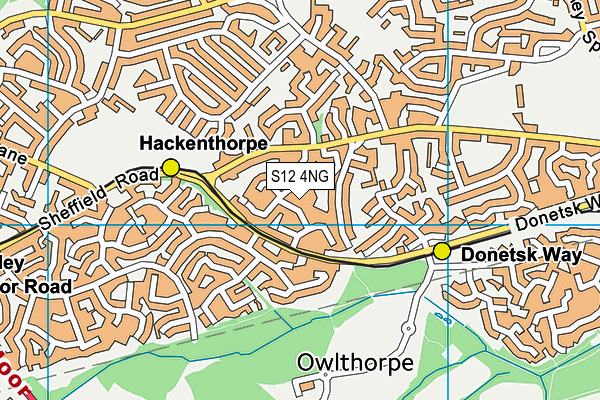 S12 4NG map - OS VectorMap District (Ordnance Survey)