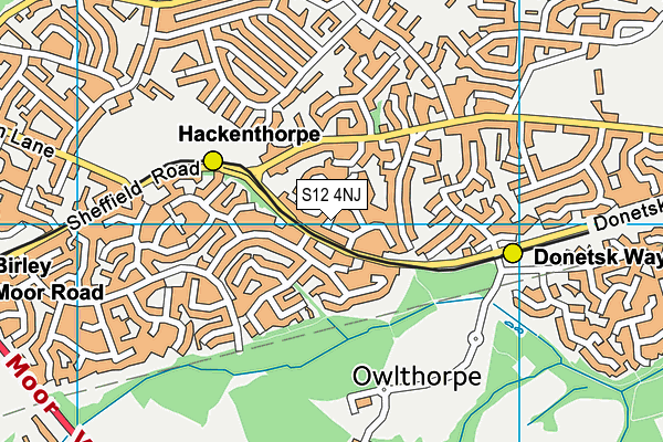 S12 4NJ map - OS VectorMap District (Ordnance Survey)