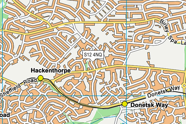S12 4NQ map - OS VectorMap District (Ordnance Survey)