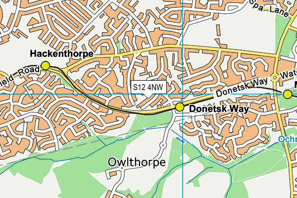 S12 4NW map - OS VectorMap District (Ordnance Survey)