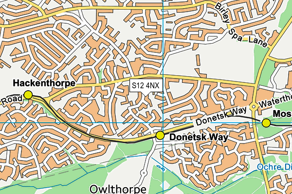 S12 4NX map - OS VectorMap District (Ordnance Survey)