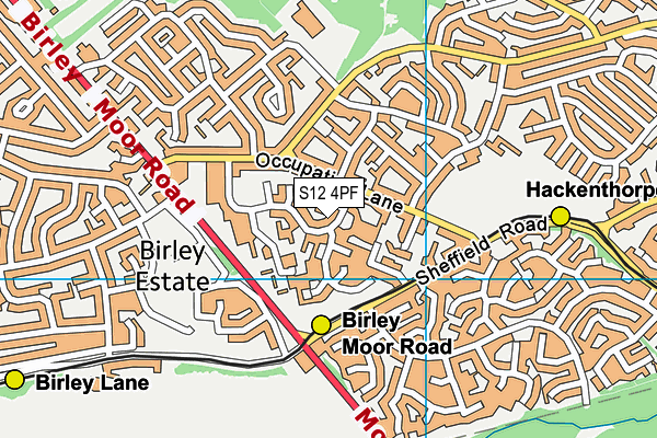 S12 4PF map - OS VectorMap District (Ordnance Survey)