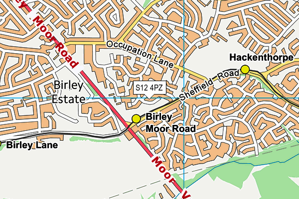 S12 4PZ map - OS VectorMap District (Ordnance Survey)