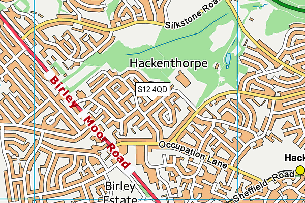 S12 4QD map - OS VectorMap District (Ordnance Survey)