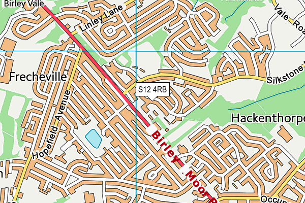 S12 4RB map - OS VectorMap District (Ordnance Survey)