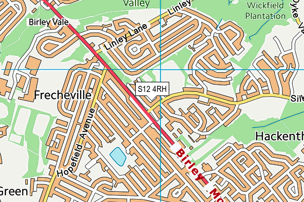 Frecheville Community Sports And Social Club map (S12 4RH) - OS VectorMap District (Ordnance Survey)
