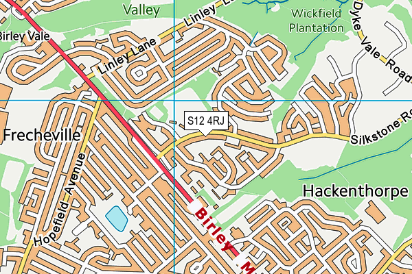 S12 4RJ map - OS VectorMap District (Ordnance Survey)