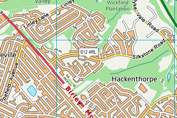 S12 4RL map - OS VectorMap District (Ordnance Survey)
