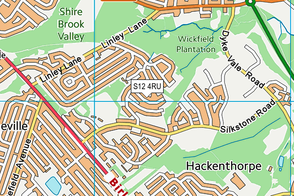 S12 4RU map - OS VectorMap District (Ordnance Survey)