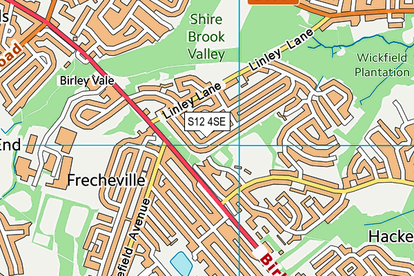 S12 4SE map - OS VectorMap District (Ordnance Survey)
