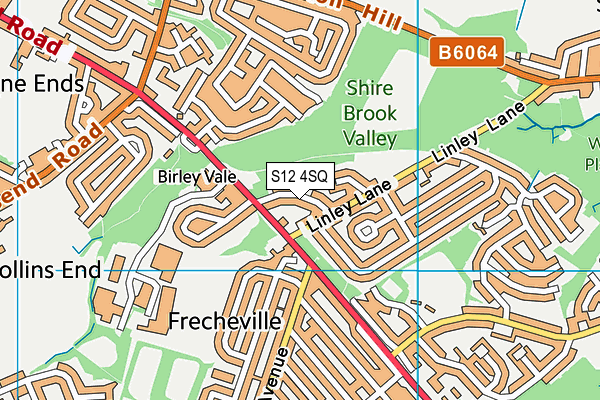 S12 4SQ map - OS VectorMap District (Ordnance Survey)