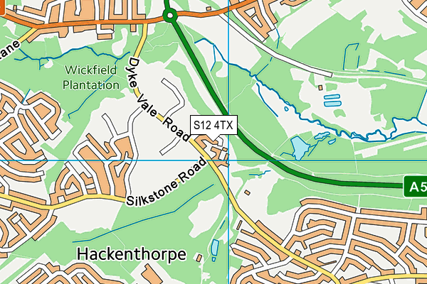 S12 4TX map - OS VectorMap District (Ordnance Survey)